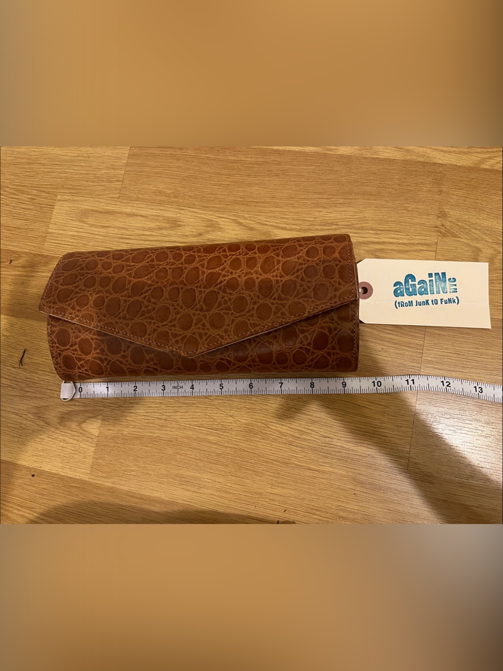 From Junk to Funk Brown Embossed Leather Clutch